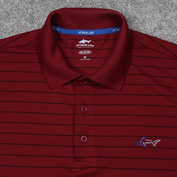 Greg Norman Polo Shirt Mens Medium Red Attack Life Playdry S/S Golf Pullover - Picture 4 of 10
